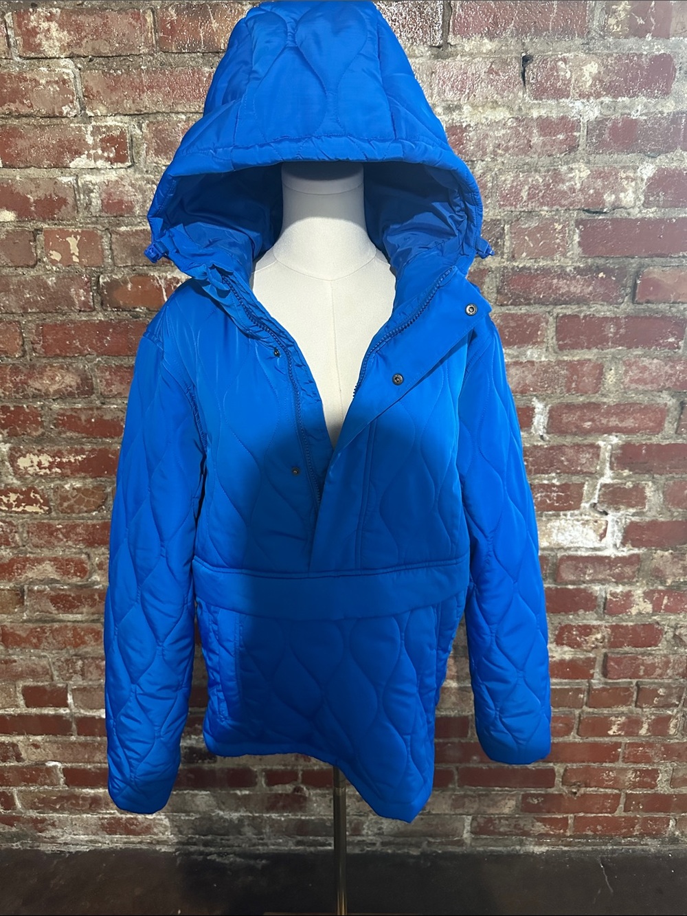 Amazon Essentials Bright Blue Quilted Hooded Pullover Puffer Jacket - Men